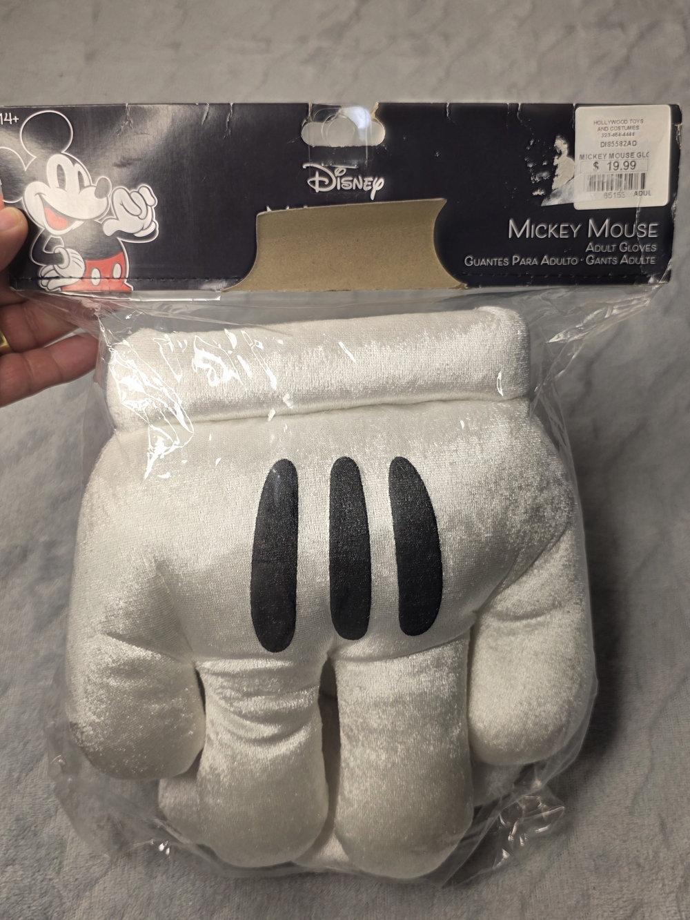 Disney White and Black Mickey Mouse Adult Gloves